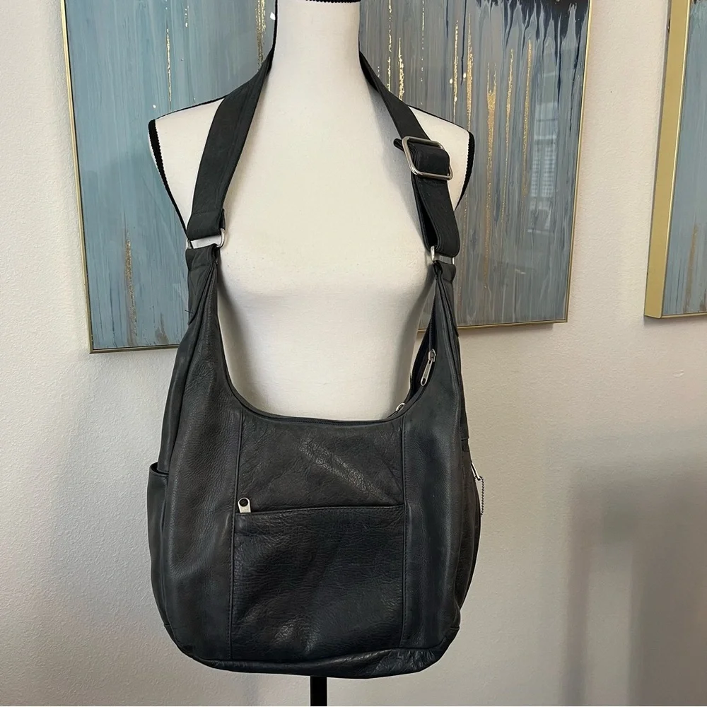 Coronado Leather TAOS HOBO Leather Bag Indigo Gray Color